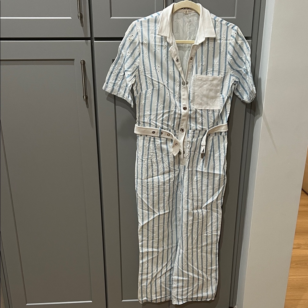 For Love & Lemons Striped Jumpsuit with Belt